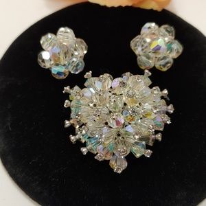 RAINBOW VINTAGE AURORA BOREALIS BROOCH EARRINGS